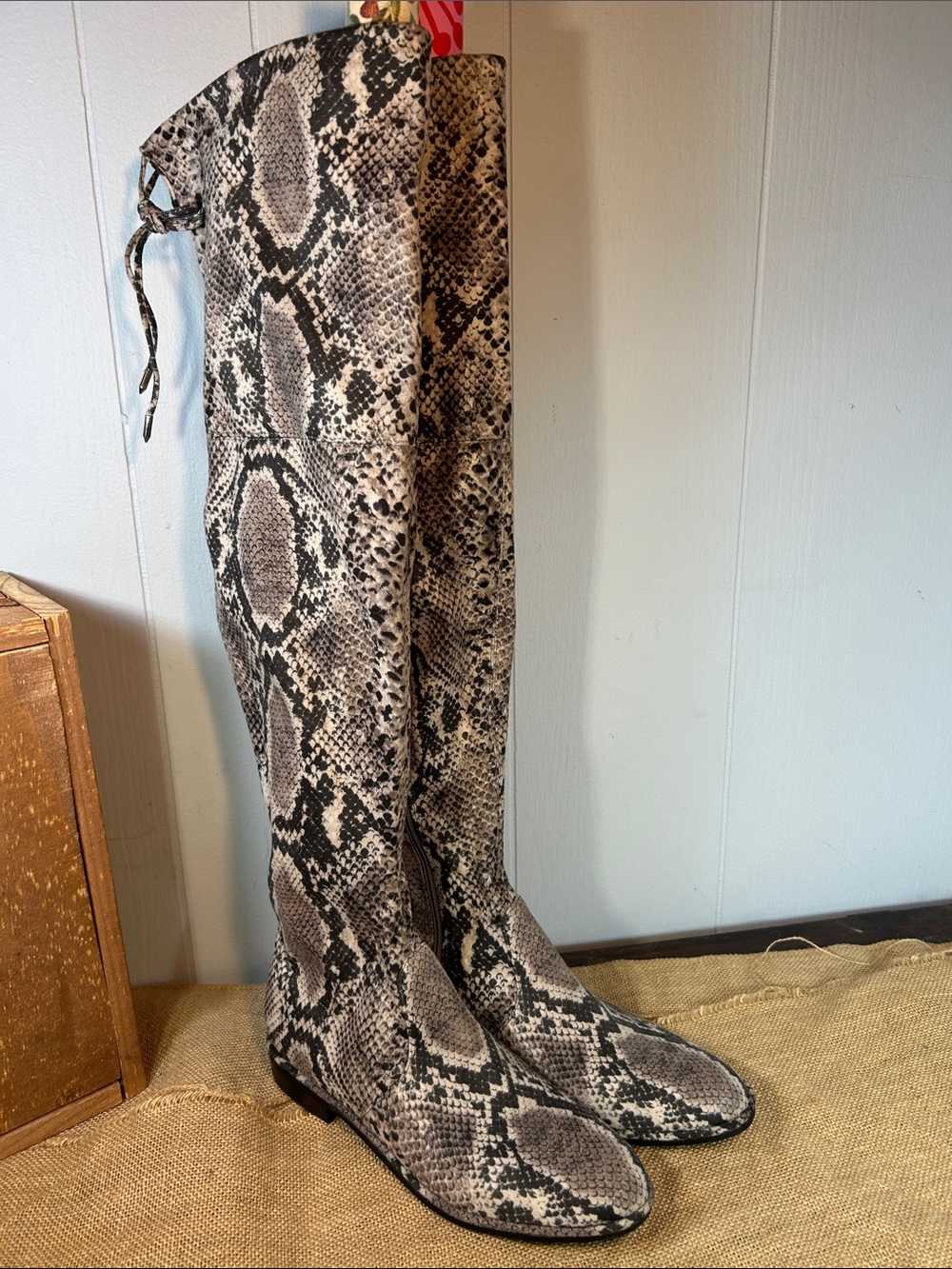 Marc Fisher Over-the-Knee Snake-Print Boots